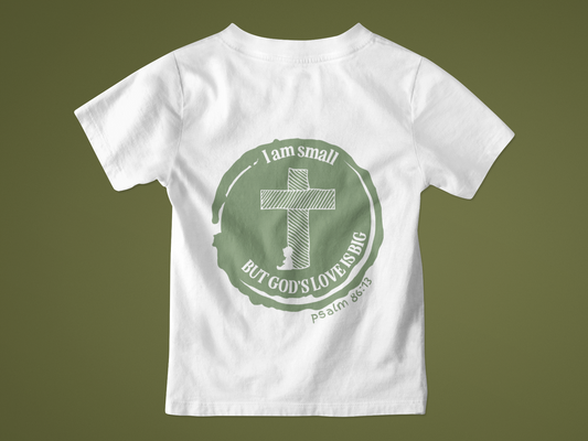I am Small -- Psalm 86:13- Green- Cross - Baby Short Sleeve Tee