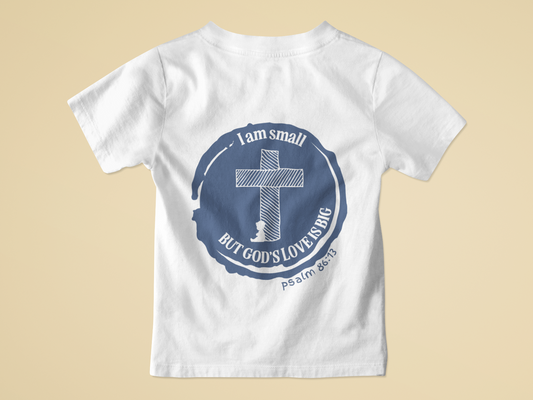 I am Small -- Psalm 86:13- Navy- Cross - Baby Short Sleeve Tee